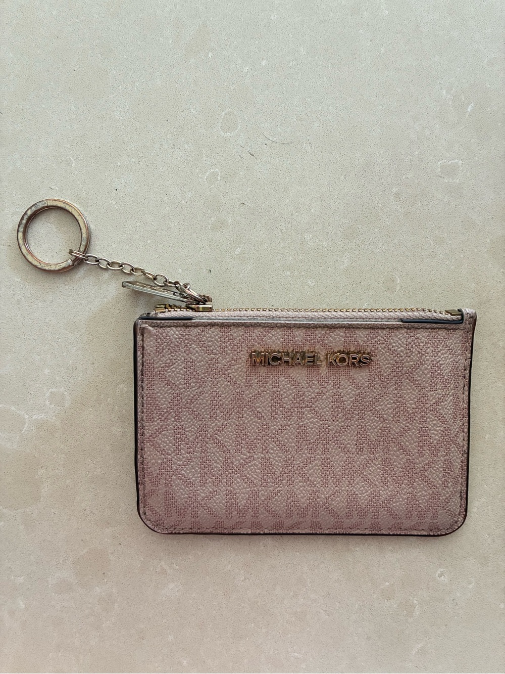 Michael Kors Blush Logo Zip Card Case with Keyring